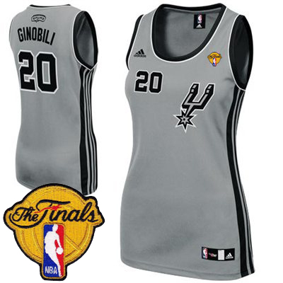 Manu Ginobili Swingman In Silver Grey Adidas NBA Finals San Antonio Spurs #20 Women's Alternate Jersey