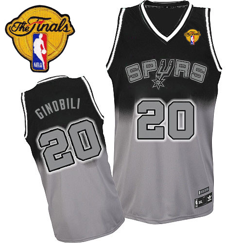 Manu Ginobili Authentic In Black/Grey Adidas NBA Finals San Antonio Spurs Fadeaway Fashion #20 Men's Jersey - Click Image to Close