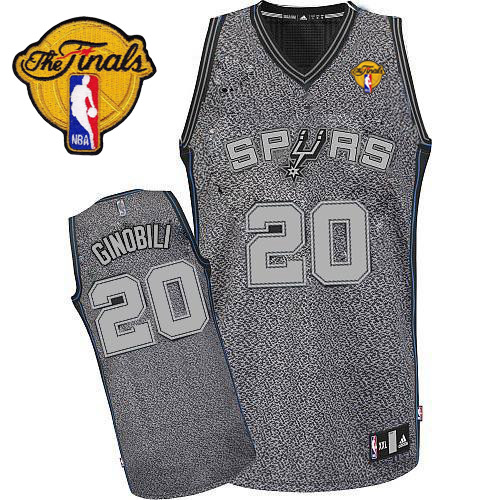 Manu Ginobili Authentic In Grey Adidas NBA Finals San Antonio Spurs Static Fashion #20 Men's Jersey