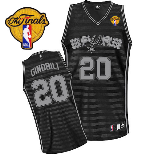 Manu Ginobili Authentic In Black/Grey Adidas NBA Finals San Antonio Spurs Groove #20 Men's Jersey - Click Image to Close