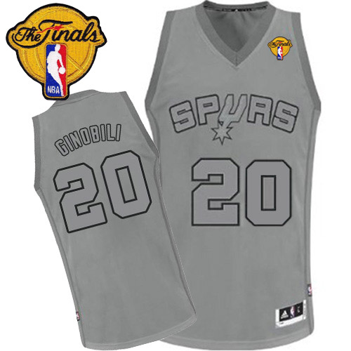 Manu Ginobili Authentic In Grey Adidas NBA Finals San Antonio Spurs Big Color Fashion #20 Men's Jersey