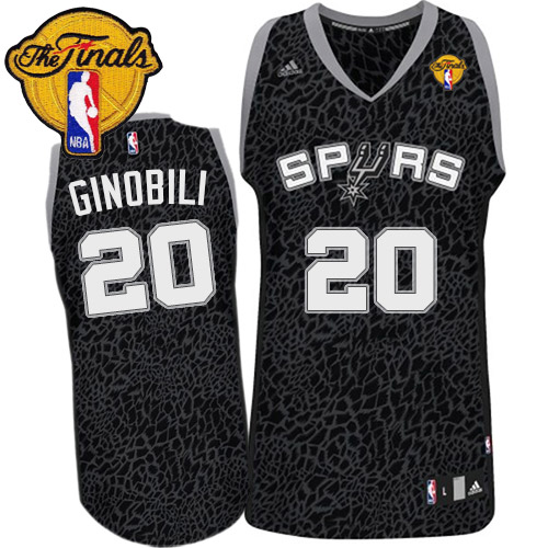 Manu Ginobili Authentic In Black Adidas NBA Finals San Antonio Spurs Crazy Light #20 Men's Jersey