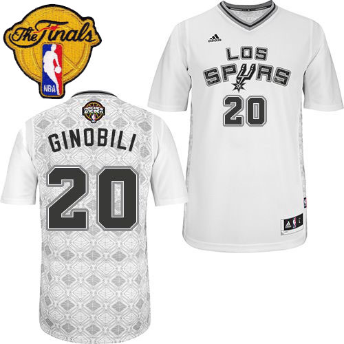 Manu Ginobili Swingman In White Adidas NBA Finals San Antonio Spurs New Latin Nights #20 Men's Jersey