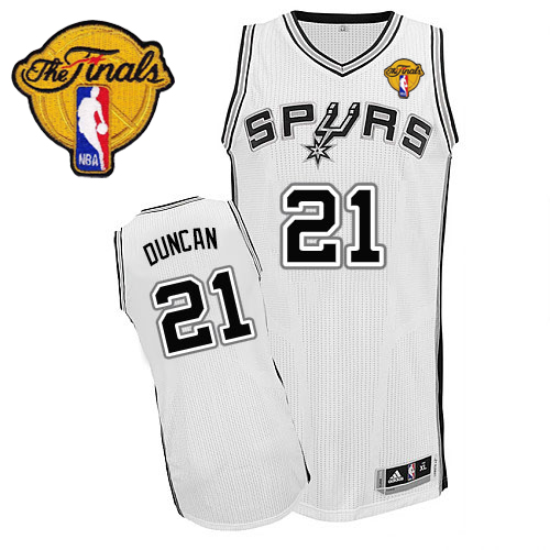 Tim Duncan Authentic In White Adidas NBA Finals San Antonio Spurs #21 Men's Home Jersey