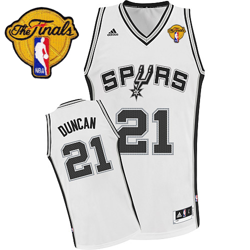 Tim Duncan Swingman In White Adidas NBA Finals San Antonio Spurs #21 Men's Home Jersey - Click Image to Close