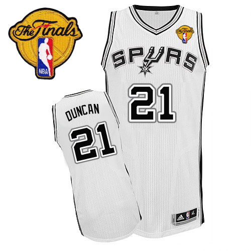 Tim Duncan Authentic In White Adidas NBA Finals San Antonio Spurs #21 Youth Home Jersey