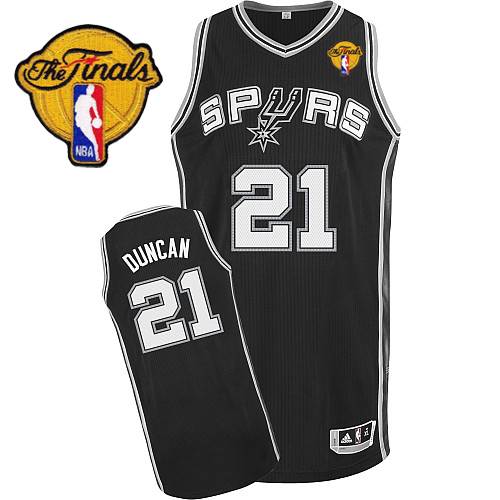 Tim Duncan Authentic In Black Adidas NBA Finals San Antonio Spurs #21 Youth Road Jersey - Click Image to Close