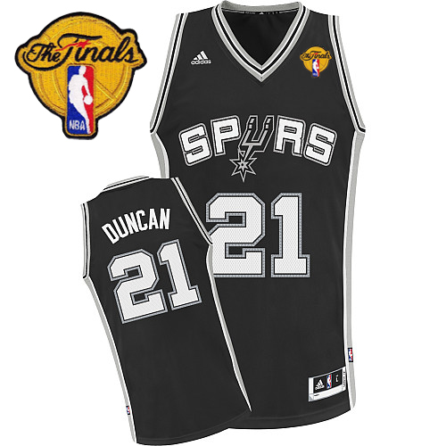 Tim Duncan Swingman In Black Adidas NBA Finals San Antonio Spurs #21 Youth Road Jersey - Click Image to Close