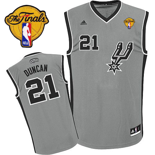 Tim Duncan Swingman In Silver Grey Adidas NBA Finals San Antonio Spurs #21 Youth Alternate Jersey - Click Image to Close