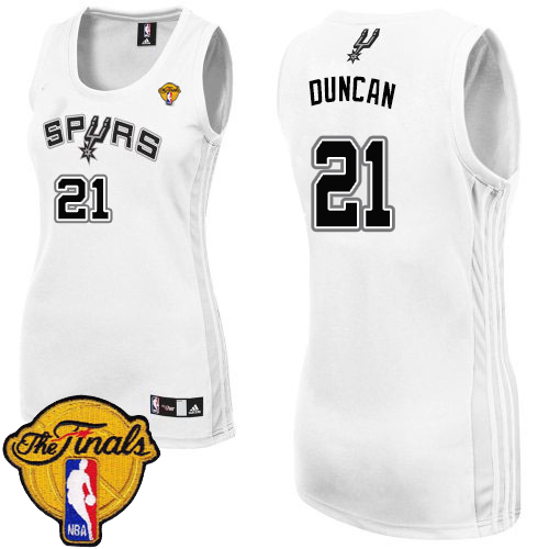 Tim Duncan Authentic In White Adidas NBA Finals San Antonio Spurs #21 Women's Home Jersey