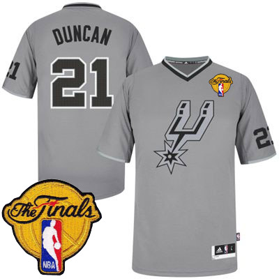 Tim Duncan Authentic In Grey Adidas NBA Finals San Antonio Spurs 2013 Christmas Day #21 Men's Jersey