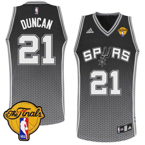 Tim Duncan Swingman In Black Adidas NBA Finals San Antonio Spurs Resonate Fashion #21 Men's Jersey - Click Image to Close