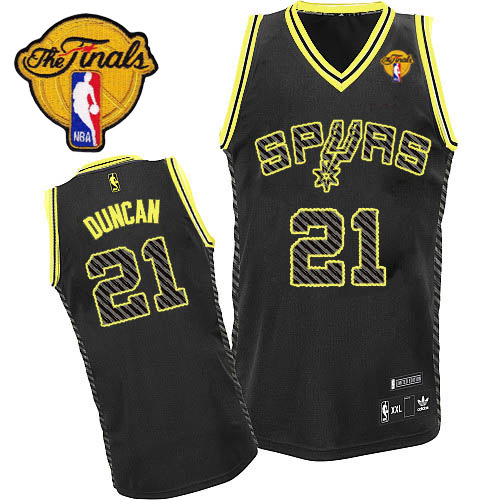 Tim Duncan Authentic In Black Adidas NBA Finals San Antonio Spurs Electricity Fashion #21 Men's Jersey - Click Image to Close