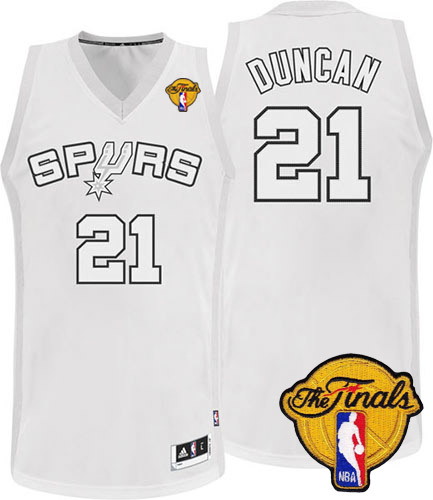 Tim Duncan Authentic In White Adidas NBA Finals San Antonio Spurs Winter On-Court #21 Men's Jersey