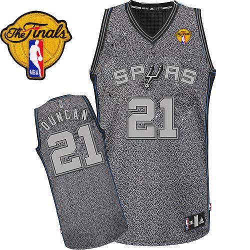Tim Duncan Authentic In Grey Adidas NBA Finals San Antonio Spurs Static Fashion #21 Men's Jersey - Click Image to Close