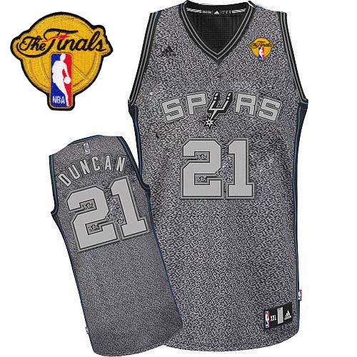 Tim Duncan Swingman In Grey Adidas NBA Finals San Antonio Spurs Static Fashion #21 Men's Jersey - Click Image to Close