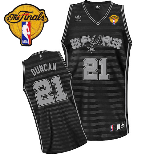 Tim Duncan Swingman In Black/Grey Adidas NBA Finals San Antonio Spurs Groove #21 Men's Jersey