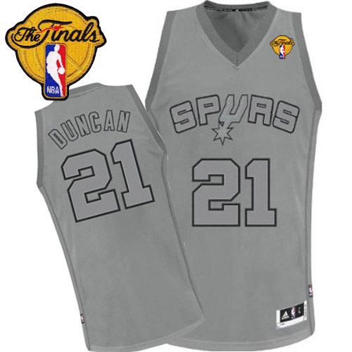 Tim Duncan Authentic In Grey Adidas NBA Finals San Antonio Spurs Big Color Fashion #21 Men's Jersey - Click Image to Close
