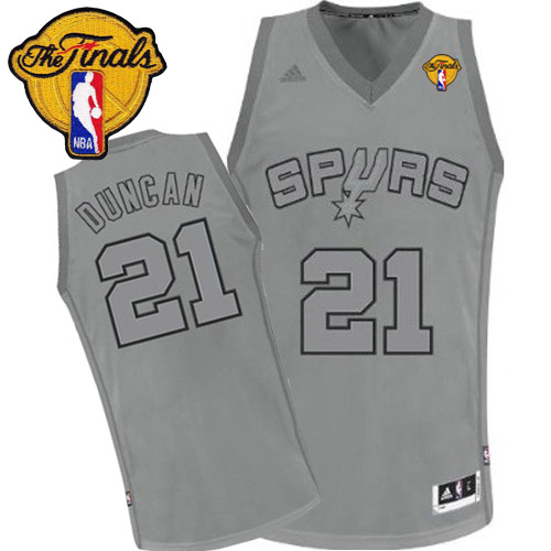 Tim Duncan Swingman In Grey Adidas NBA Finals San Antonio Spurs Big Color Fashion #21 Men's Jersey