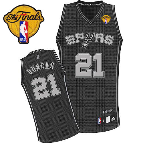 Tim Duncan Authentic In Black Adidas NBA Finals San Antonio Spurs Rhythm Fashion #21 Men's Jersey