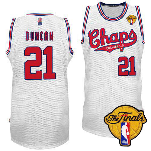 Tim Duncan Authentic In White Adidas NBA Finals San Antonio Spurs Latin Nights #21 Men's Jersey - Click Image to Close