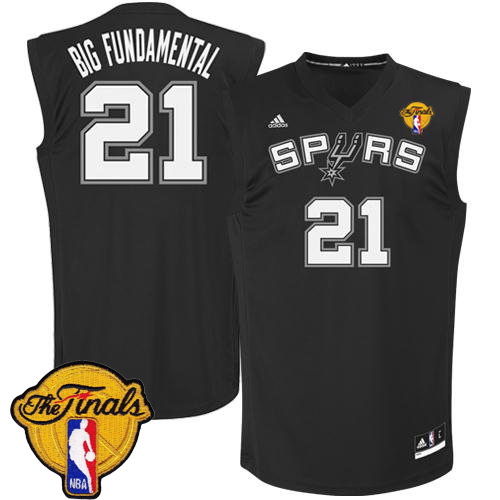 Tim Duncan Swingman In Black Adidas NBA Finals San Antonio Spurs Big Fundamental #21 Men's Jersey