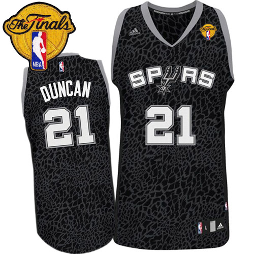 Tim Duncan Authentic In Black Adidas NBA Finals San Antonio Spurs Crazy Light #21 Men's Jersey