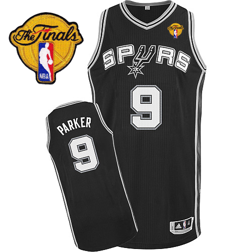 Tony Parker Authentic In Black Adidas NBA Finals San Antonio Spurs #9 Men's Road Jersey - Click Image to Close