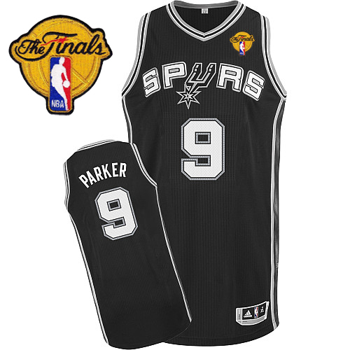 Tony Parker Authentic In Black Adidas NBA Finals San Antonio Spurs #9 Youth Road Jersey
