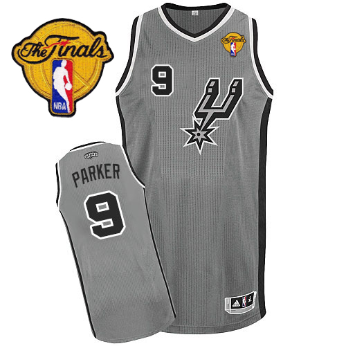 Tony Parker Authentic In Silver Grey Adidas NBA Finals San Antonio Spurs #9 Youth Alternate Jersey