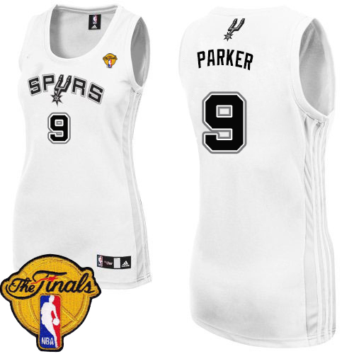 Tony Parker Authentic In White Adidas NBA Finals San Antonio Spurs #9 Women's Home Jersey