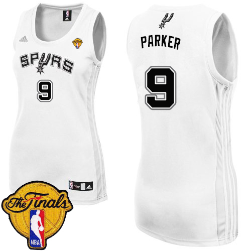 Tony Parker Swingman In White Adidas NBA Finals San Antonio Spurs #9 Women's Home Jersey