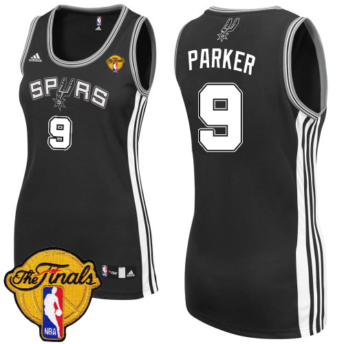 Tony Parker Swingman In Black Adidas NBA Finals San Antonio Spurs #9 Women's Road Jersey - Click Image to Close