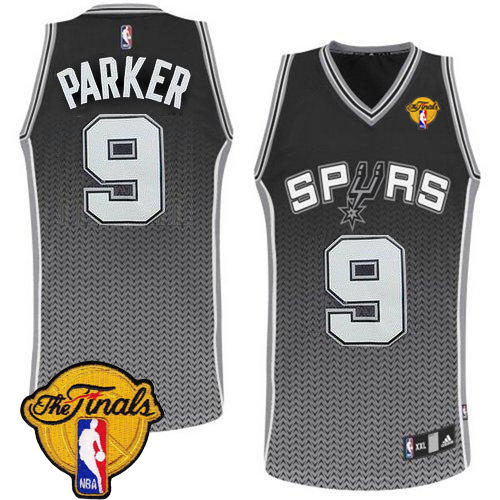 Tony Parker Authentic In Black Adidas NBA Finals San Antonio Spurs Resonate Fashion #9 Men's Jersey - Click Image to Close
