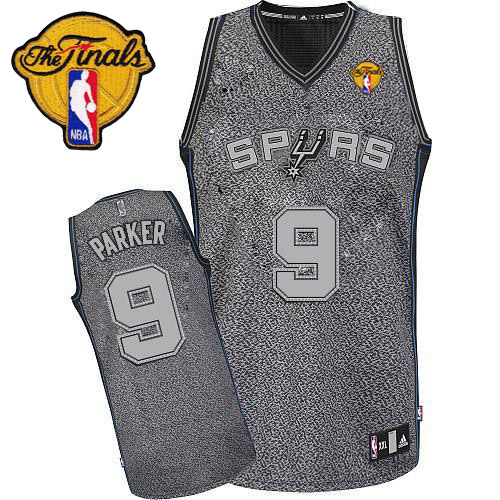 Tony Parker Authentic In Grey Adidas NBA Finals San Antonio Spurs Static Fashion #9 Men's Jersey - Click Image to Close