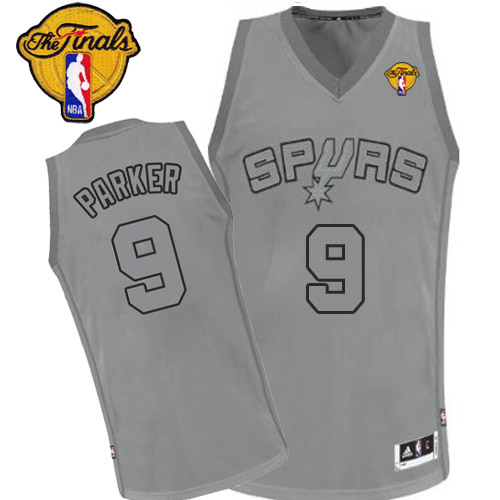 Tony Parker Authentic In Grey Adidas NBA Finals San Antonio Spurs Big Color Fashion #9 Men's Jersey - Click Image to Close