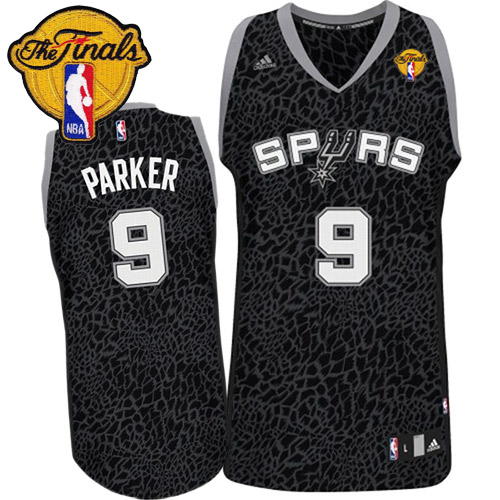 Tony Parker Authentic In Black Adidas NBA Finals San Antonio Spurs Crazy Light #9 Men's Jersey