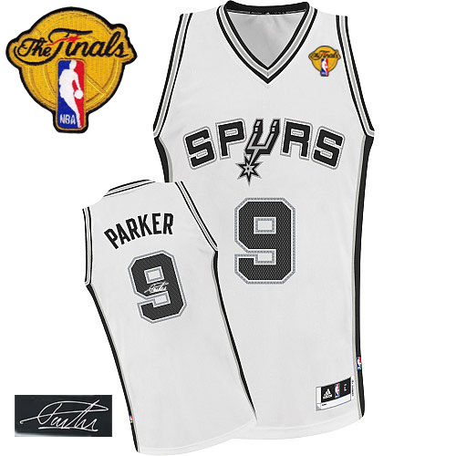 Tony Parker Authentic In White Adidas NBA Finals San Antonio Spurs Autographed #9 Men's Home Jersey