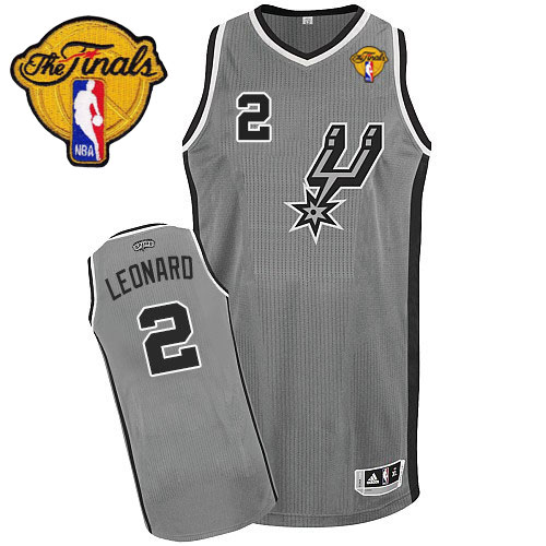 Kawhi Leonard Authentic In Silver Grey Adidas NBA Finals San Antonio Spurs #2 Men's Alternate Jersey
