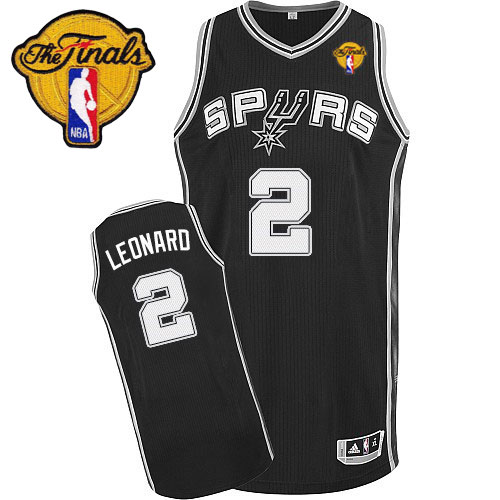 Kawhi Leonard Authentic In Black Adidas NBA Finals San Antonio Spurs #2 Youth Road Jersey - Click Image to Close