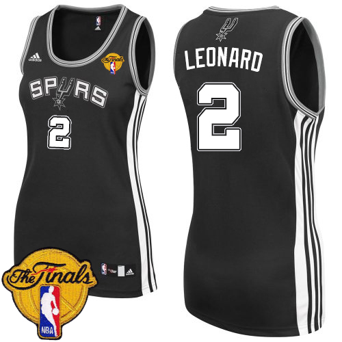 Kawhi Leonard Authentic In Black Adidas NBA Finals San Antonio Spurs #2 Women's Road Jersey