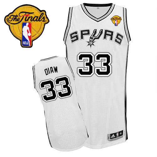 Boris Diaw Authentic In White Adidas NBA Finals San Antonio Spurs #33 Men's Home Jersey