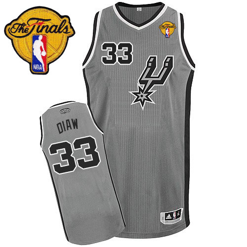 Boris Diaw Authentic In Silver Grey Adidas NBA Finals San Antonio Spurs #33 Men's Alternate Jersey - Click Image to Close