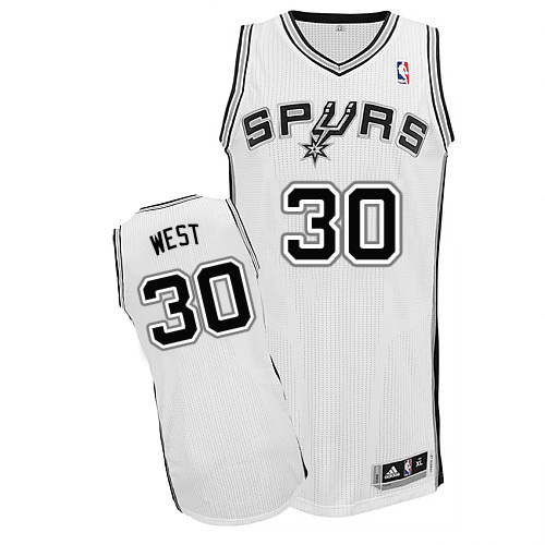 David West Authentic In White Adidas NBA San Antonio Spurs #30 Men's Home Jersey