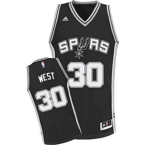 David West Swingman In Black Adidas NBA San Antonio Spurs #30 Men's Road Jersey