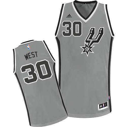 David West Swingman In Silver Grey Adidas NBA San Antonio Spurs #30 Men's Alternate Jersey - Click Image to Close