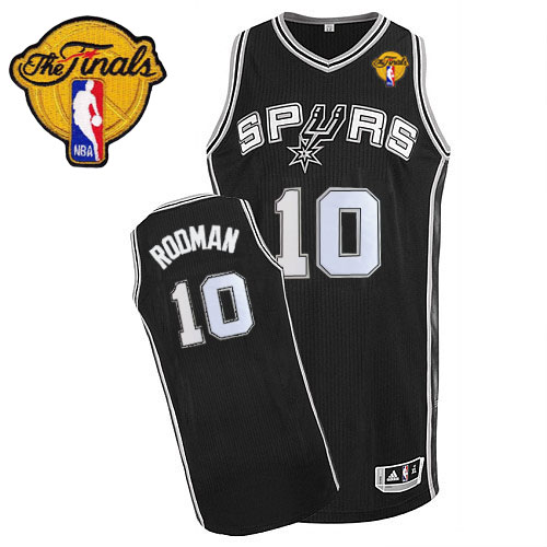 Dennis Rodman Authentic In Black Adidas NBA Finals San Antonio Spurs #10 Men's Road Jersey - Click Image to Close