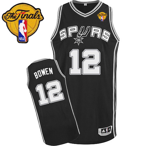 Bruce Bowen Authentic In Black Adidas NBA Finals San Antonio Spurs #12 Men's Road Jersey - Click Image to Close