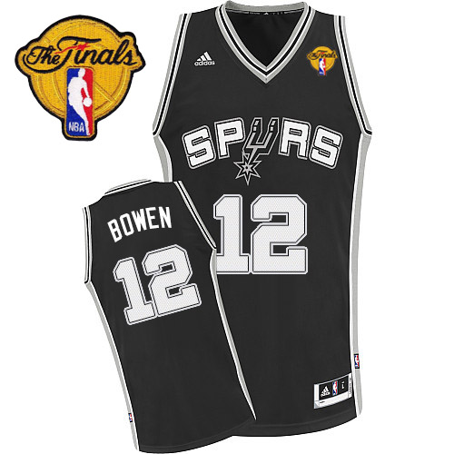 Bruce Bowen Swingman In Black Adidas NBA Finals San Antonio Spurs #12 Men's Road Jersey - Click Image to Close