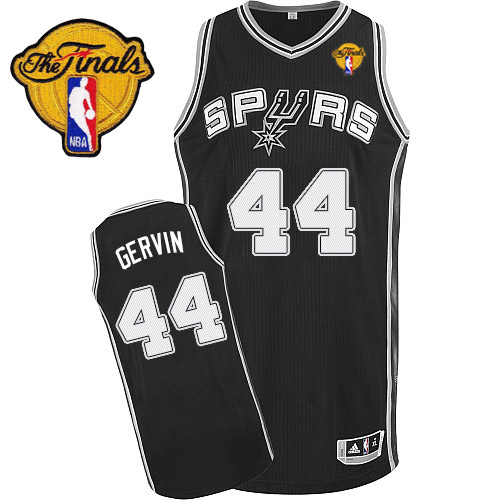 George Gervin Authentic In Black Adidas NBA Finals San Antonio Spurs #44 Men's Road Jersey - Click Image to Close